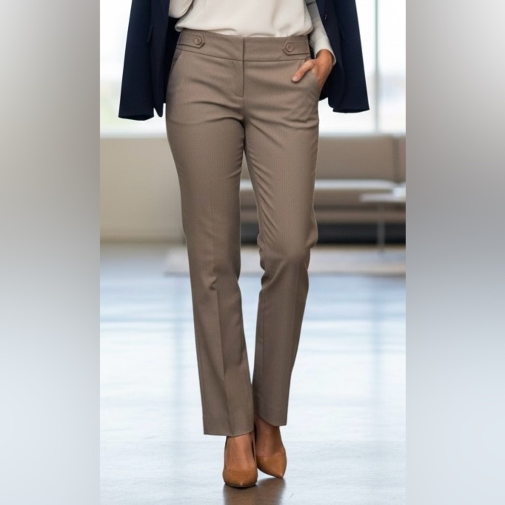 The Limited Light Brown Narrow Stripes Trousers, Zipper Closure, Size 6